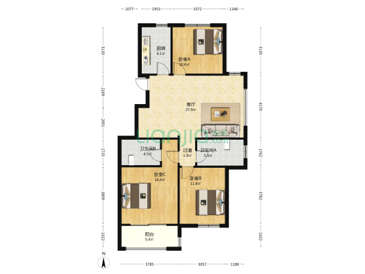春满小筑 3室1厅2卫 114平方