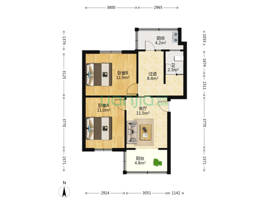 古楼三村 2室1厅1卫 64平方