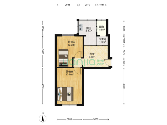 绿化街 2室1厅1卫 51平方