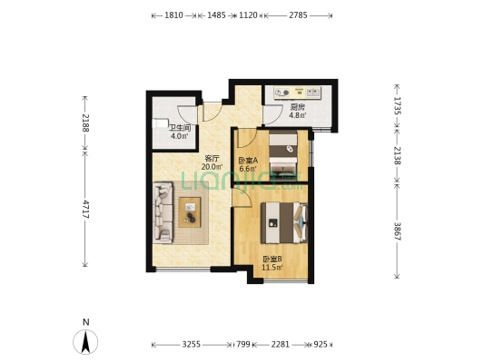 盛湖园 2室1厅1卫 76平方