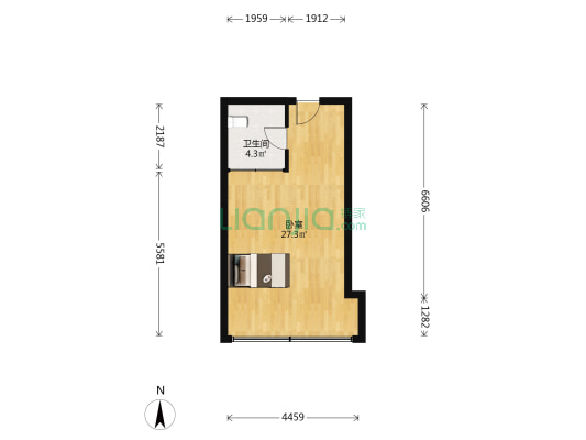 亚贸恒升公馆 1室0厅1卫 56平方