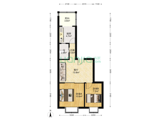 二运楼 2室1厅1卫 59平方