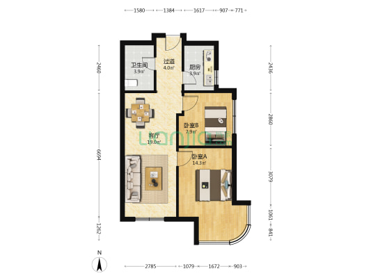 星月湾 2室1厅1卫 79平方