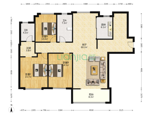 唐城·壹零壹 3室1厅2卫 151平方