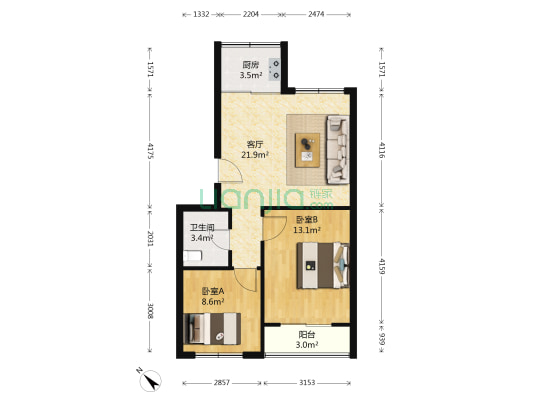 杏林山庄二期 2室1厅1卫 67平方