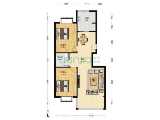 上层观邸 2室1厅1卫 161平方