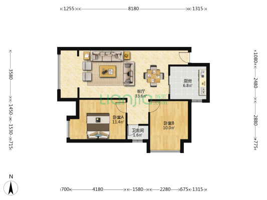 金沙阳光 2室1厅1卫 83平方