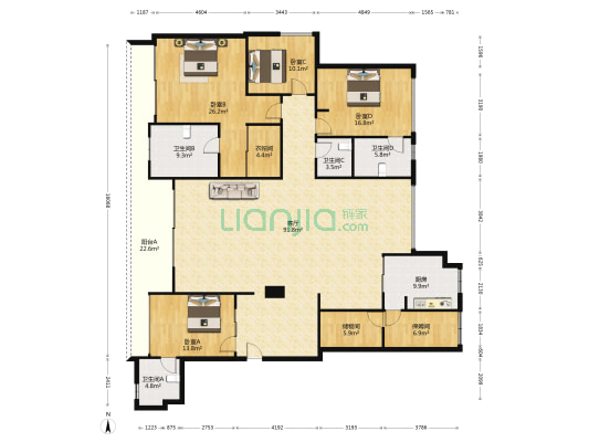 伊泰天骄 4室1厅4卫 266平方
