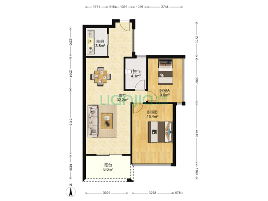 三远大爱城 2室1厅1卫 74平方