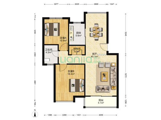 阳光水世界一期 2室1厅1卫 101平方
