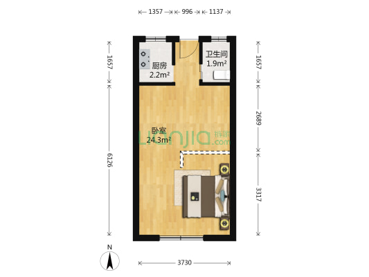 裕园公寓 1室0厅1卫 38平方