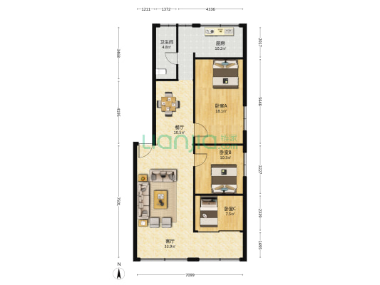 齐东村东威路 3室2厅1卫 93平方