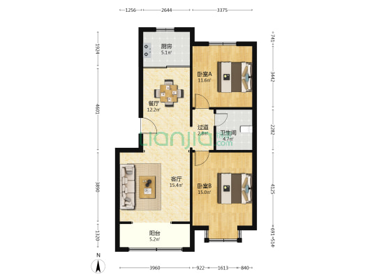 星光华府 2室2厅1卫 91平方