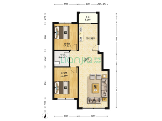 新星宇之郡 2室1厅1卫 88平方