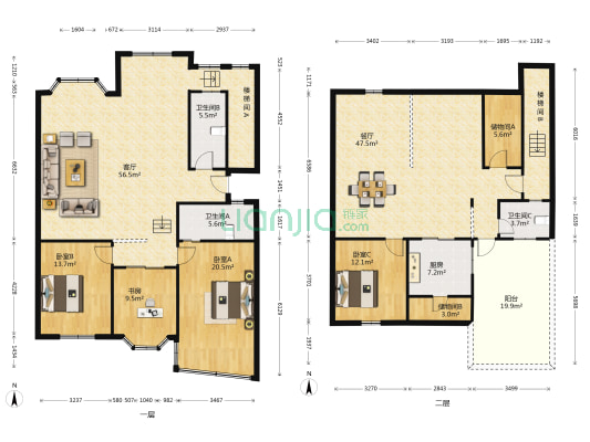 新世纪商住楼 4室2厅3卫 191平方