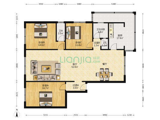 猫市巷39号 3室1厅3卫 140平方