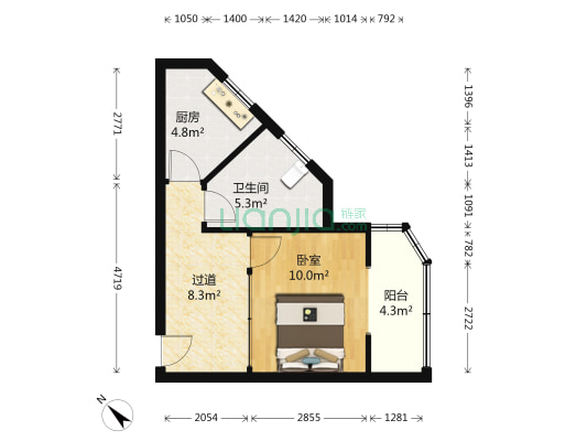 司法局宿舍 1室0厅1卫 44平方