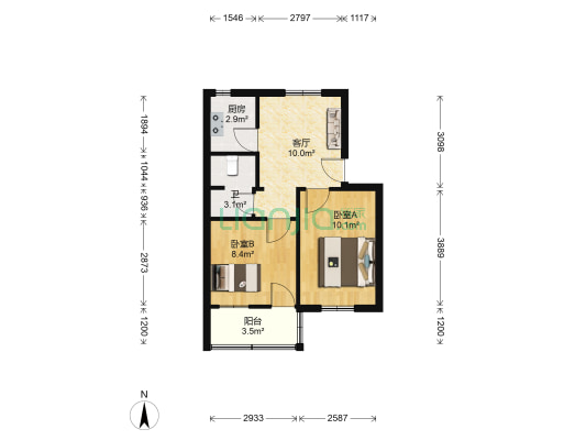 毛纺一村 2室1厅1卫 52平方