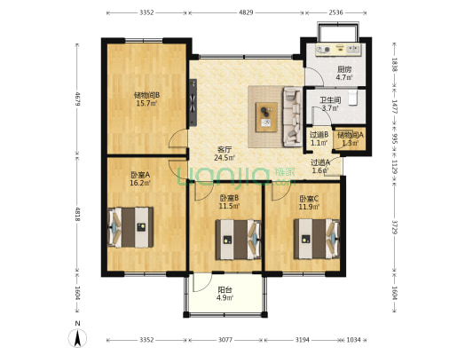 兴隆街片区 3室1厅1卫 115平方