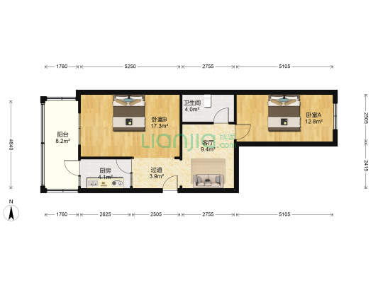 红平小区 2室1厅1卫 75平方