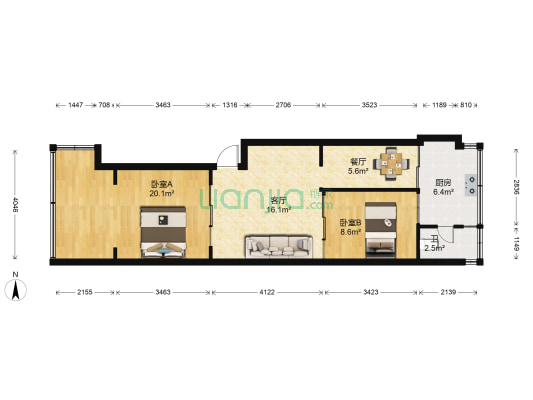 天君殿巷10号 2室2厅1卫 60平方