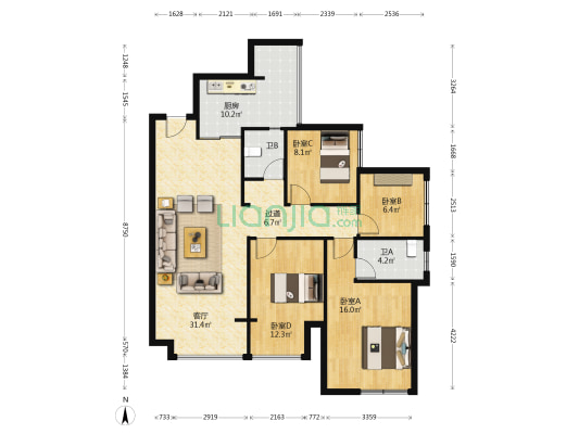 希望英伦城邦 4室1厅2卫 116平方