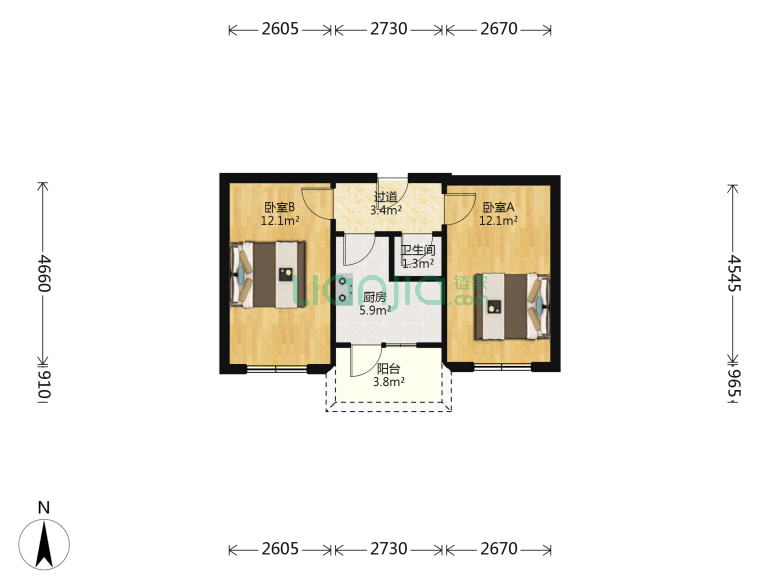 观海路5号2室1厅45 23平米 烟台观海路5号二手房成交房源 烟台链家