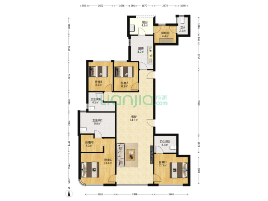 中骏天盈 4室1厅4卫 186平方