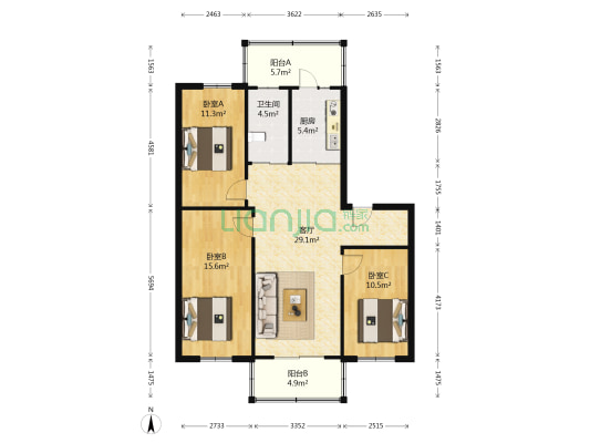 热电小区 3室1厅1卫 111平方