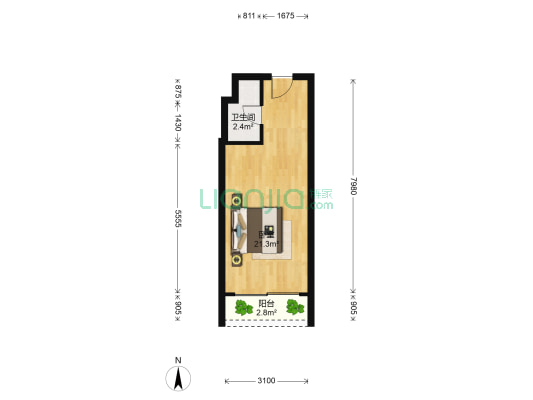 容桂碧桂园凤凰湾 1室0厅1卫 38平方