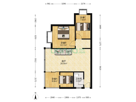 佴家湾326号 3室1厅1卫 51平方