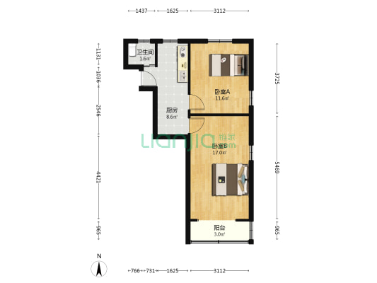 南开小区 2室0厅1卫 53平方