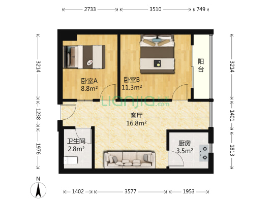 天合新界 2室1厅1卫 61平方
