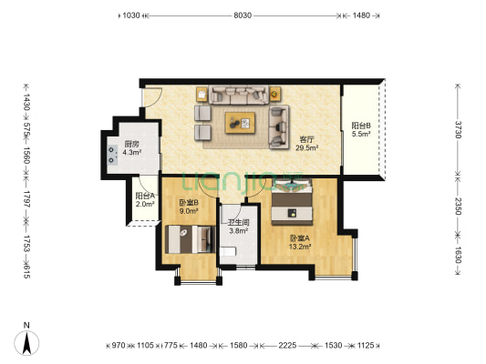 星汇雅苑 2室1厅1卫 85平方