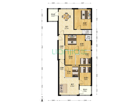 庆乐楼 6室2厅2卫 133平方