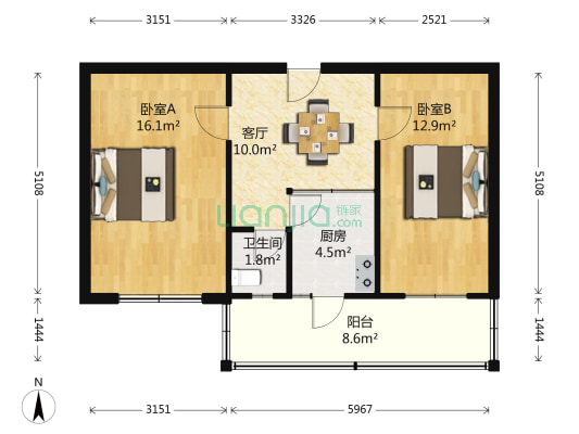 津塘路(二号桥) 2室1厅1卫 60平方