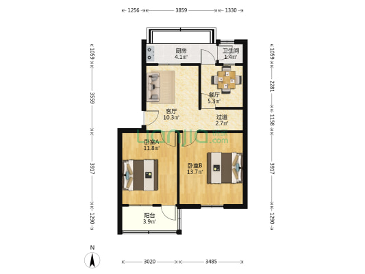 西二路西一街 2室2厅1卫 66平方
