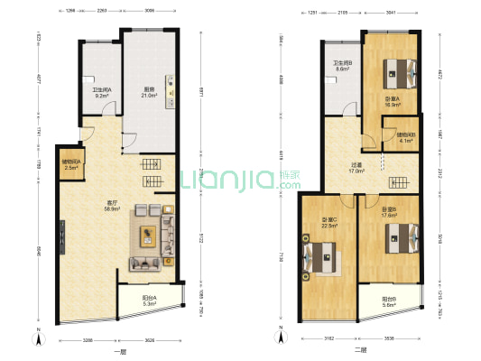 都市华城 3室1厅2卫 207平方