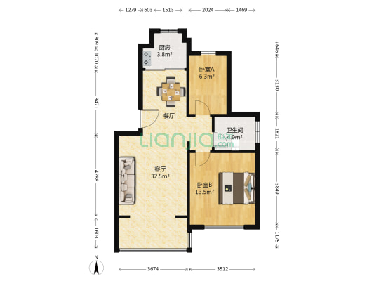 新吴家园 2室1厅1卫 74平方