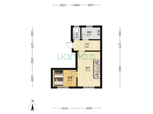 陵西南大街51号家属院 1室1厅1卫 28平方