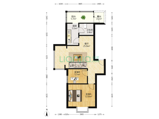 鸿彤园 2室1厅1卫 75平方