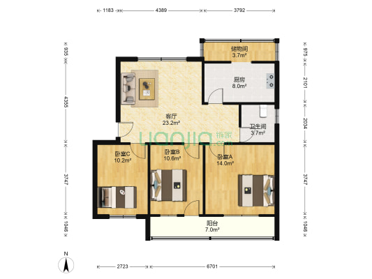 经贸委家属院 3室1厅1卫 98平方