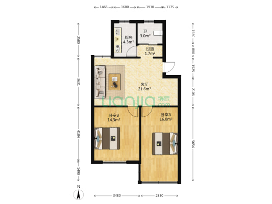 快阁苑丽日坊 2室1厅1卫 75平方