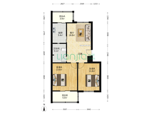 万里小区西区 2室1厅1卫 76平方