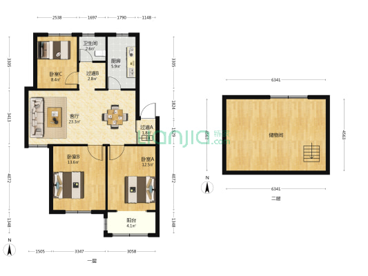 徐杨花园 3室1厅1卫 94平方