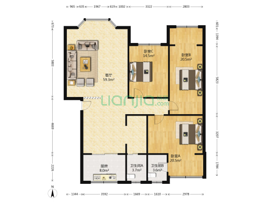 青茂苑 3室1厅2卫 152平方