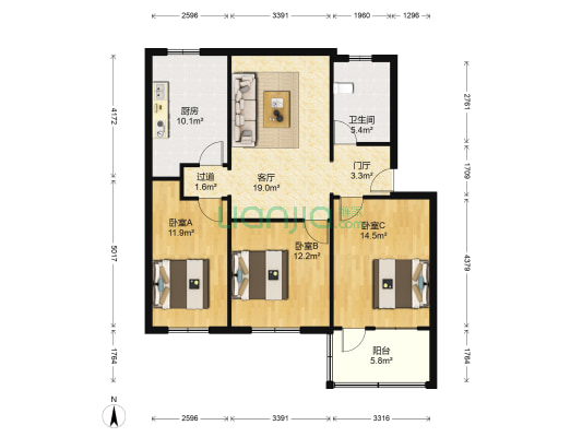 珠海二区 3室1厅1卫 97平方