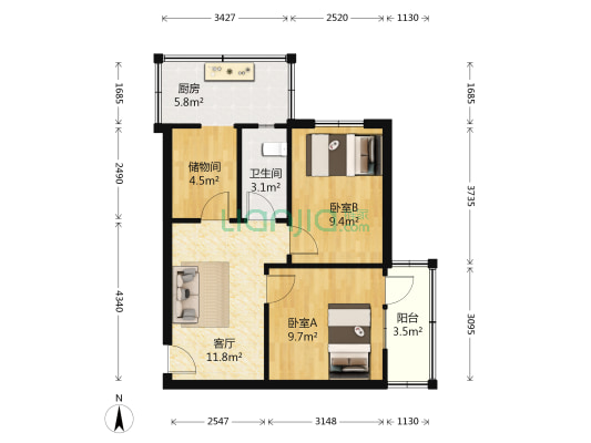 八栋楼幸福家园 2室1厅1卫 55平方