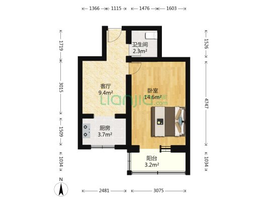 安贞里 1室1厅1卫 42平方