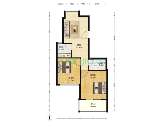 五仑头嘉苑 2室1厅1卫 82平方